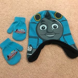 Thomas the Train winter hat and gloves